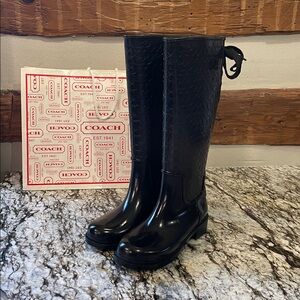 Coach-Classic Signature Logo Lace Up Rain Boots